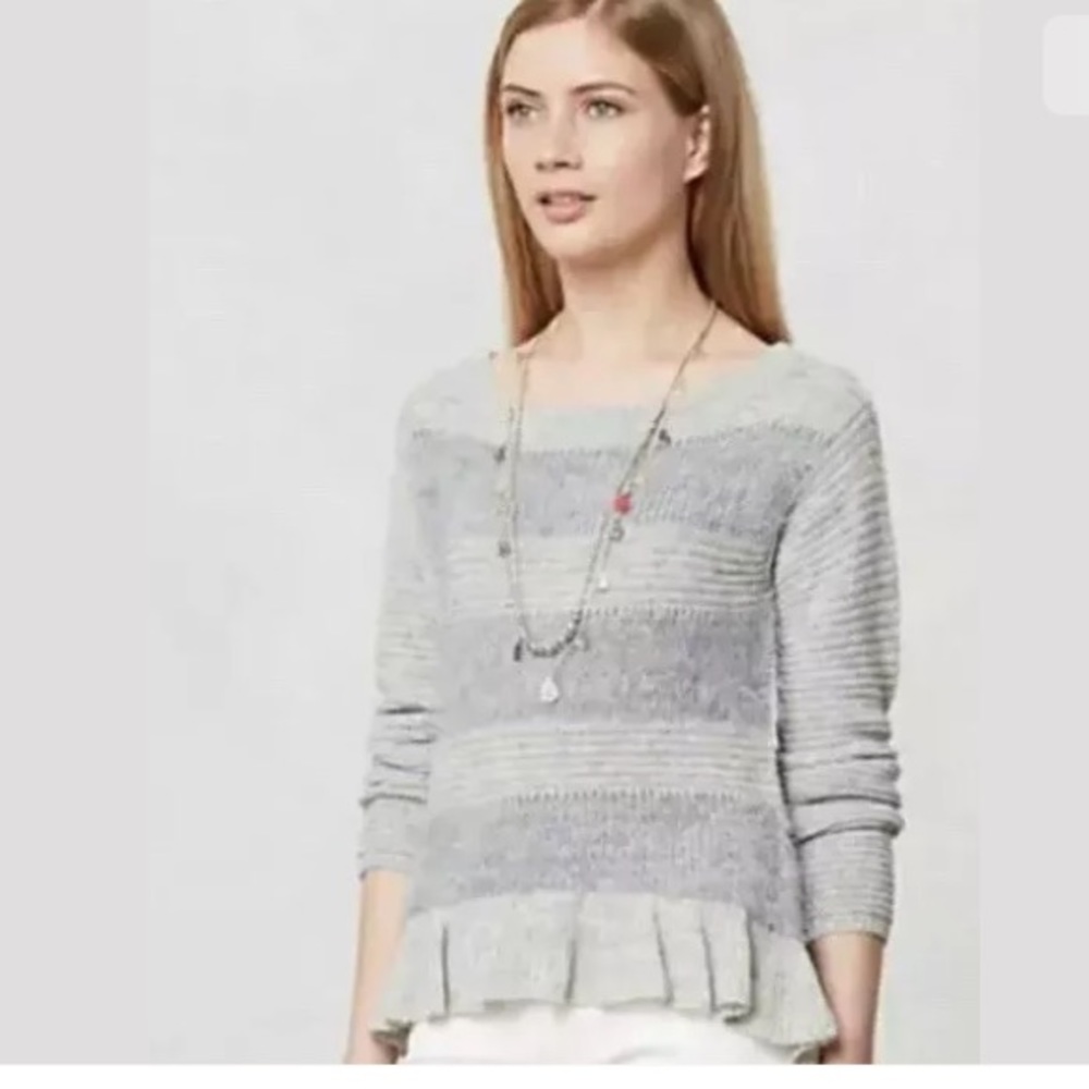 Anthropologie Sleeping On Snow Gray Sweater - Picture 1 of 7